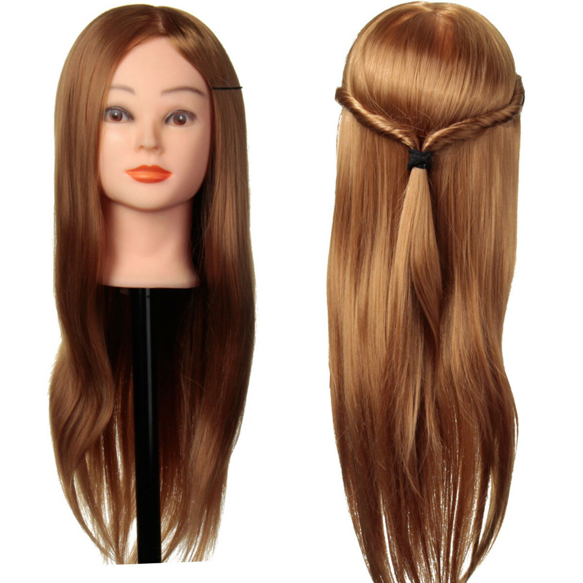 24 Inch 30% Real Long Human Hair Hairdressing Training Head Practice Model With Clamp Holder