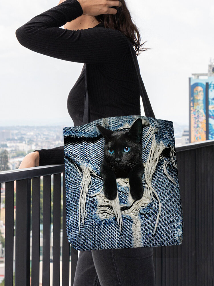 Women Felt Large Capacity Cat Handbag Shoulder Bag Tote