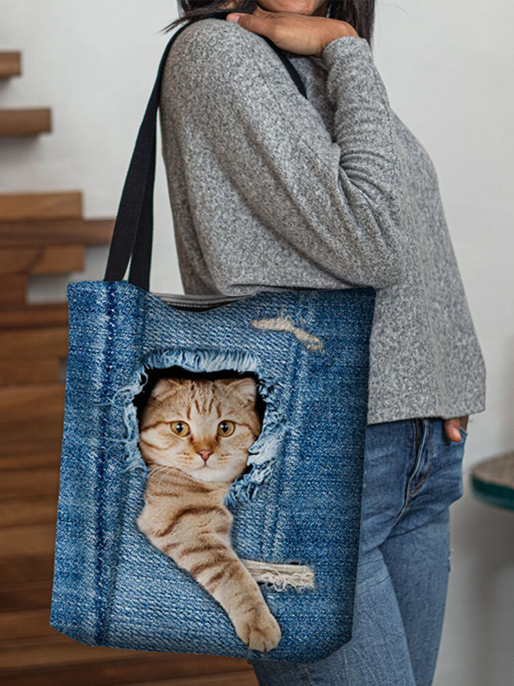 Animal Creative Cartoon Cute Cat Casual Style Handbag