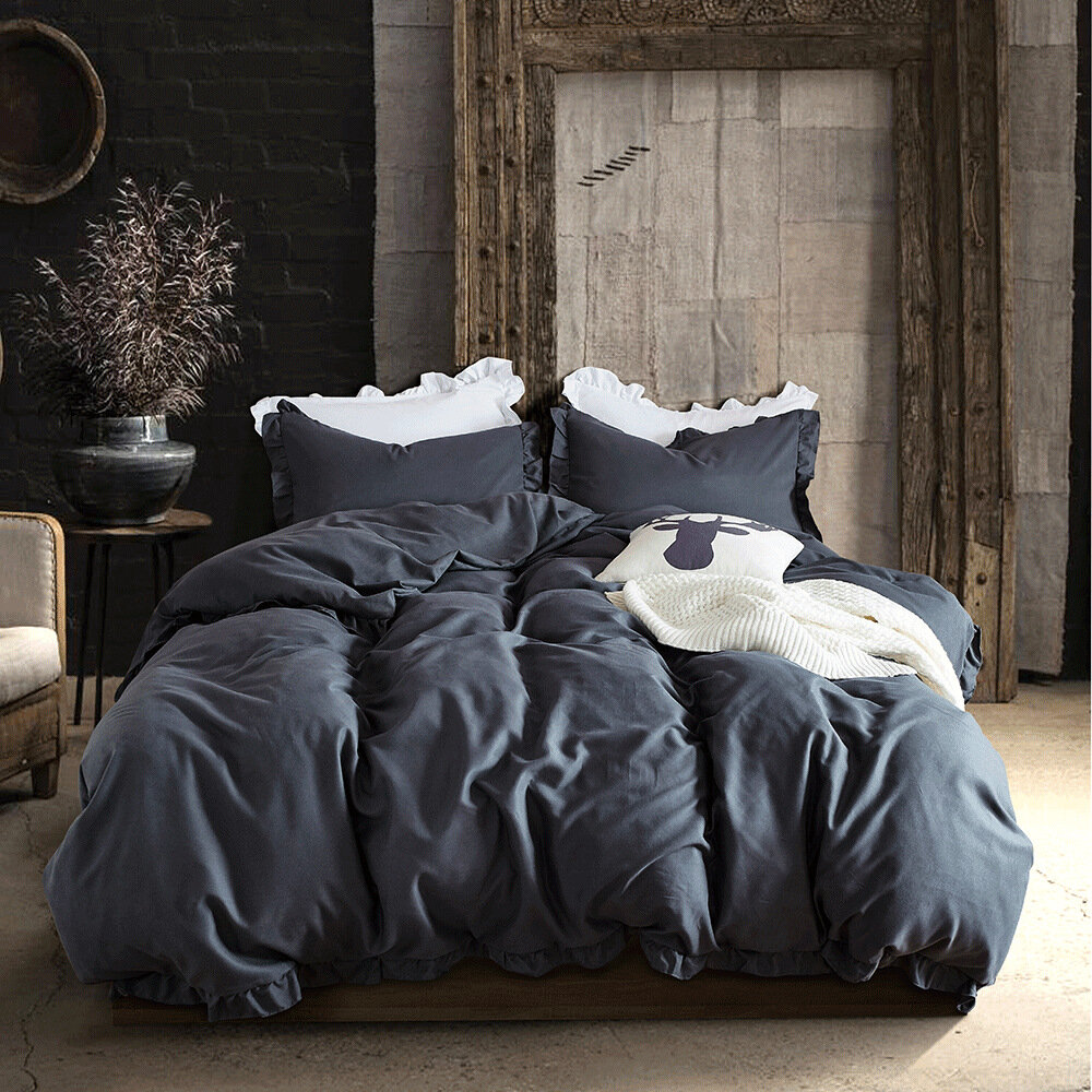

Silky Soft Pure Egyptian Solid color Bedding Set Family Size Duvet Cover set Bed sheet Pillowcases Twin Queen, Pink;grey;dark grey;navy blue