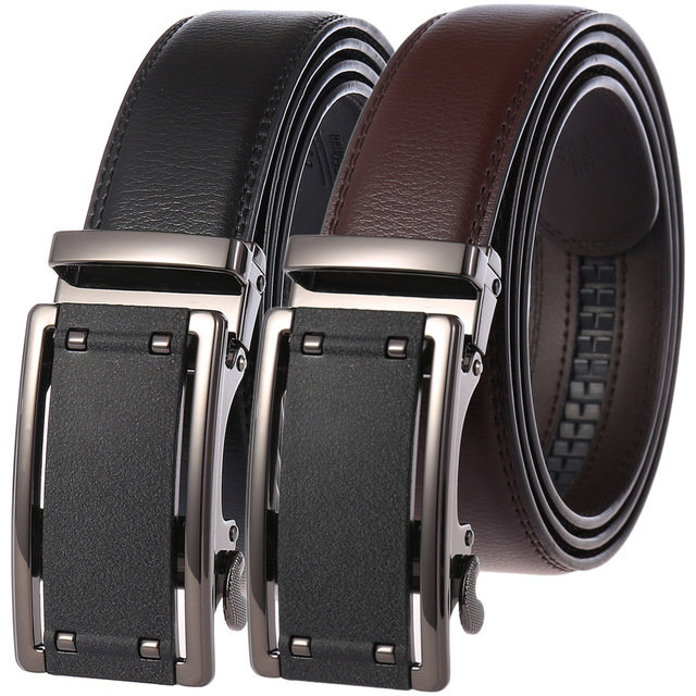 New Men's Two-layer Leather Belt Business Belt Automatic Buckle Belt Explosion Models LY36-7788-1