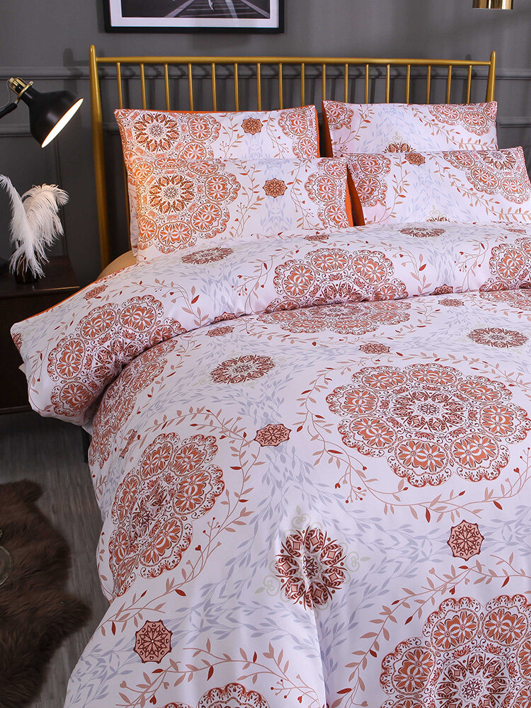 

2/3 Pcs Bohemian National Style Floral Overlay Print Comfy Bedding Set Duvet Cover Pillowcase