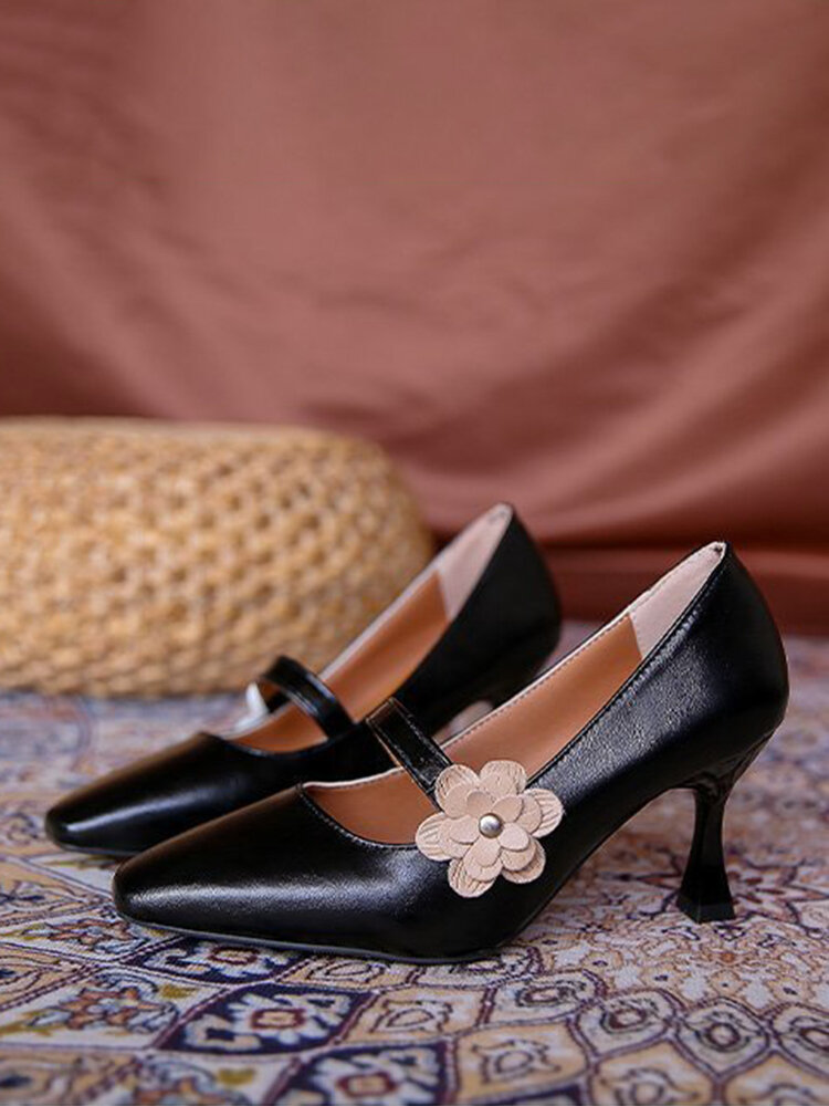 Women Retro Elegant Embellished Date Shoes Comfy Hasp Mary Jane Heels