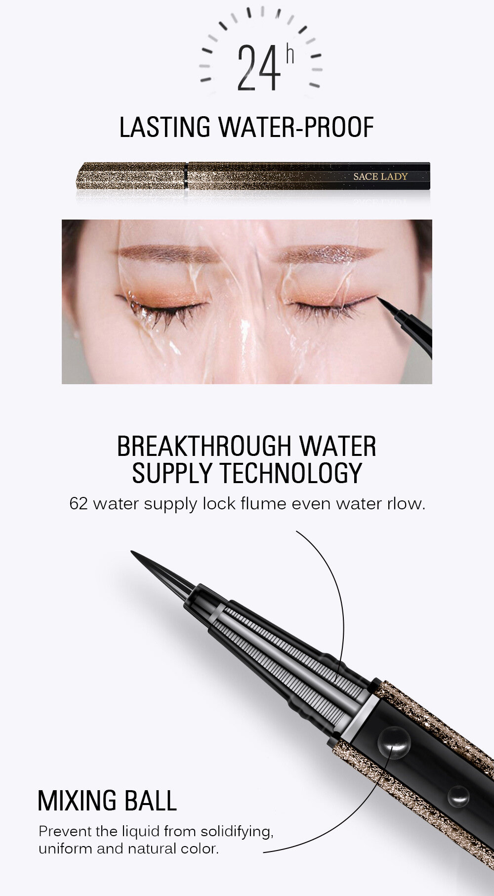 Lasting Waterproof Smudge-Proof Eye Cosmetic Liquid Eyeliner Pencil