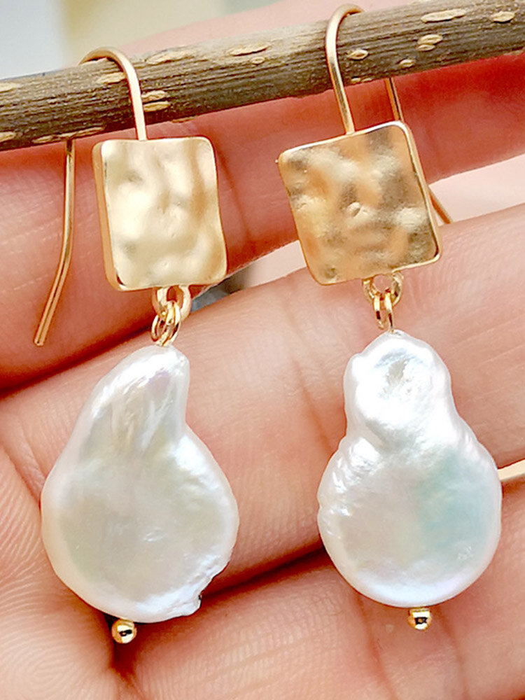 Random Shipments Natural Special-Shaped Pearl Pendant Earring 14k Plated Earrings