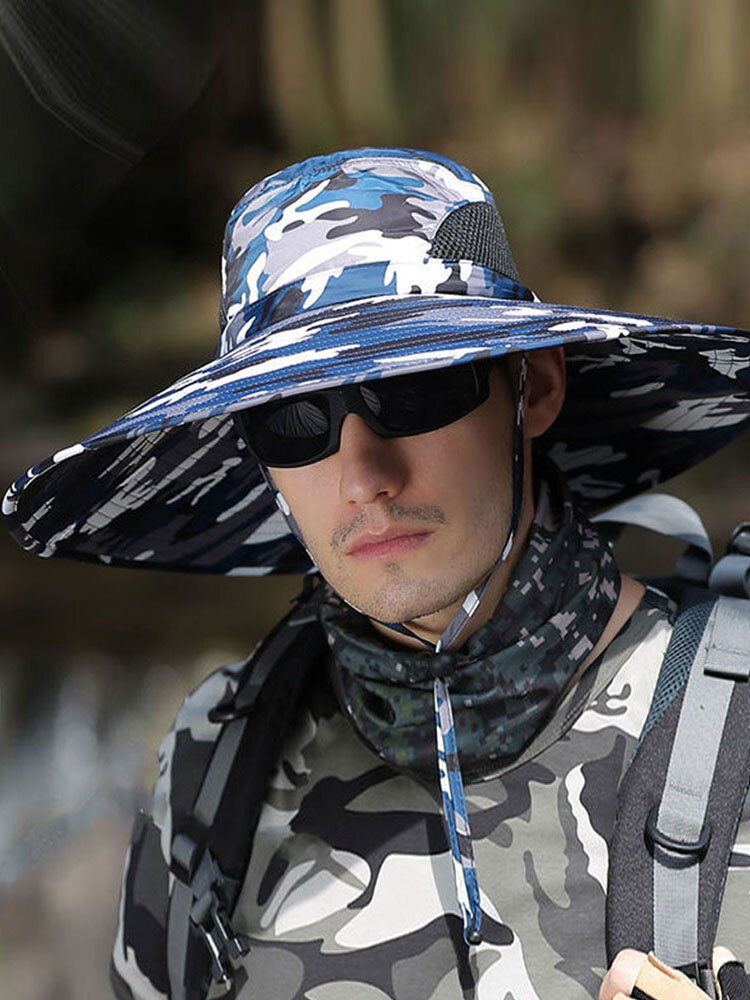 Big Brim Hat Men's Outdoor Sun Protection Sun Hat Fishing Hat Camouflage Fisherman Hat Mountaineering Hat