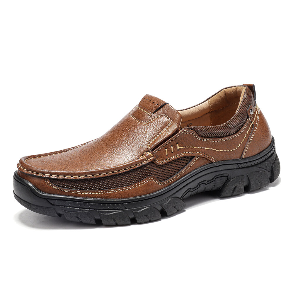 Menico Men Retro Microfiber Leather Slip On Outdoor Casual Shoes
