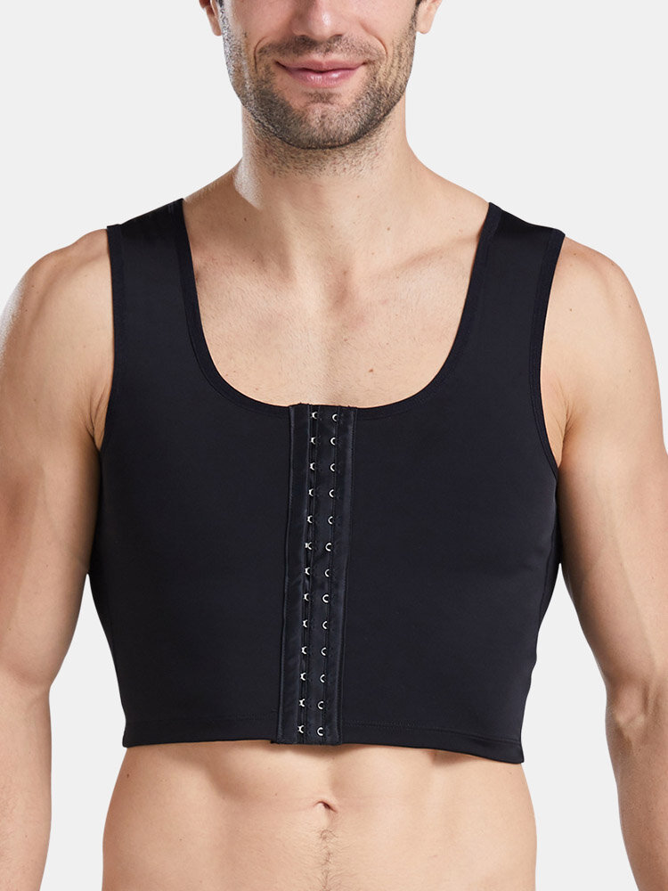 Mens Seamless Front Closure Body Shaping Cozy Cropped Tank Shapewear