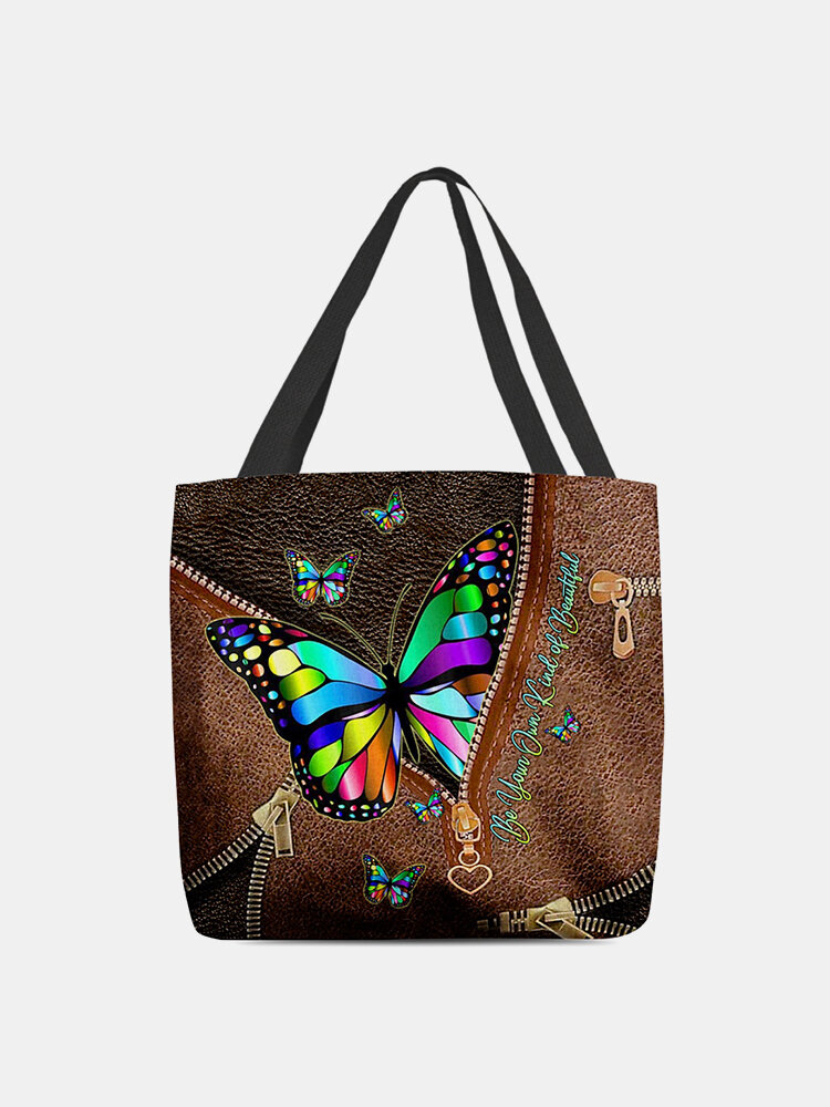 Women Butterfly Pattern Prints Handbag Shoulder Bag Tote