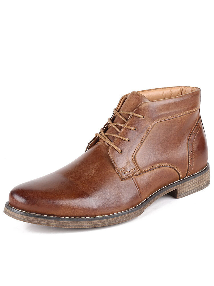 Men Genuine Leather Retro Color Non Slip Casual Ankle Boots