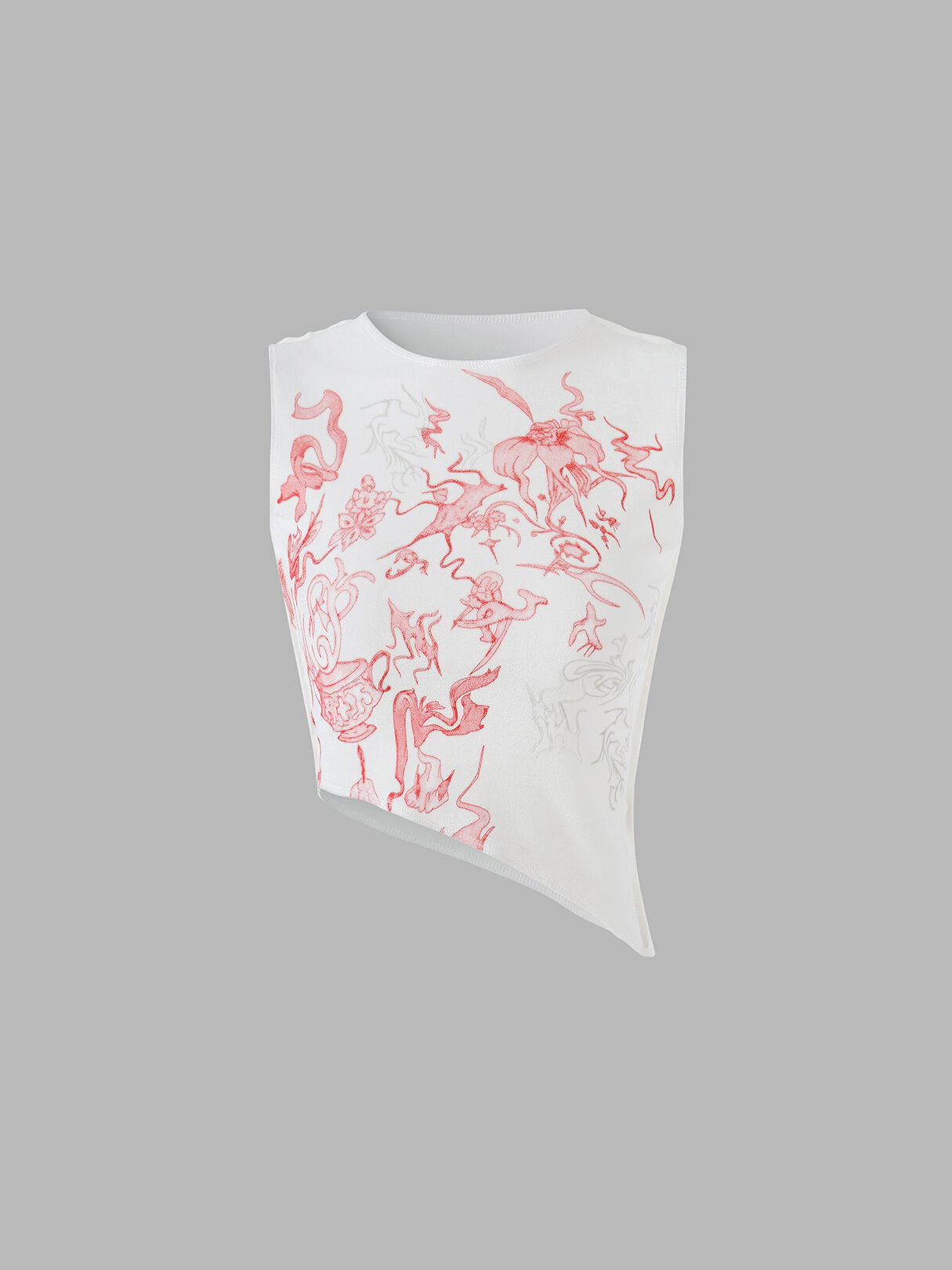 Flower Print Irregular Tank Top