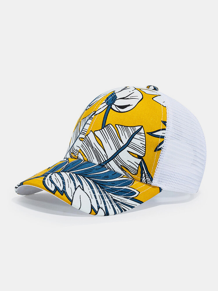 Unisex Mesh Fashion Flower Printed Holiday Sunshade Breathable Baseball Hat