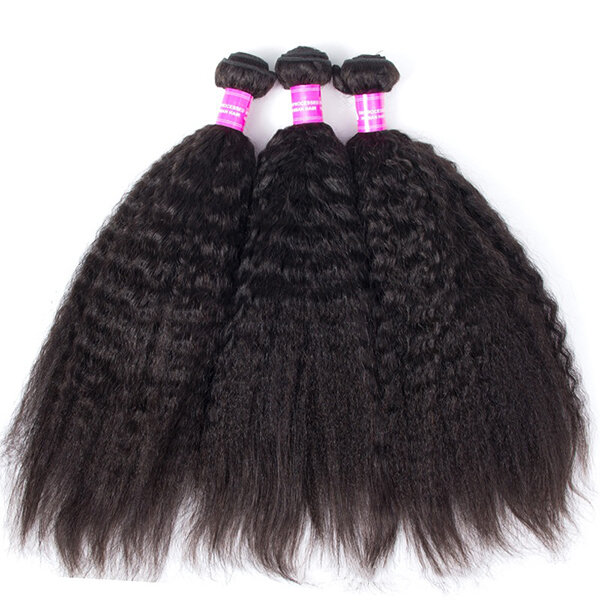 

1 Bundle Kinky Straight Yaki 100% Brazilian Human Virgin Hair Extension Weave Bundles Nature Color
