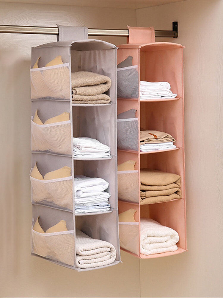 

1 Pc 2/3/4 Layers Multifunction Folable Closet Organizer Storage Hanging Bag Side Pocket Underwear Underpants Socks Clot, Blue;pink;gray