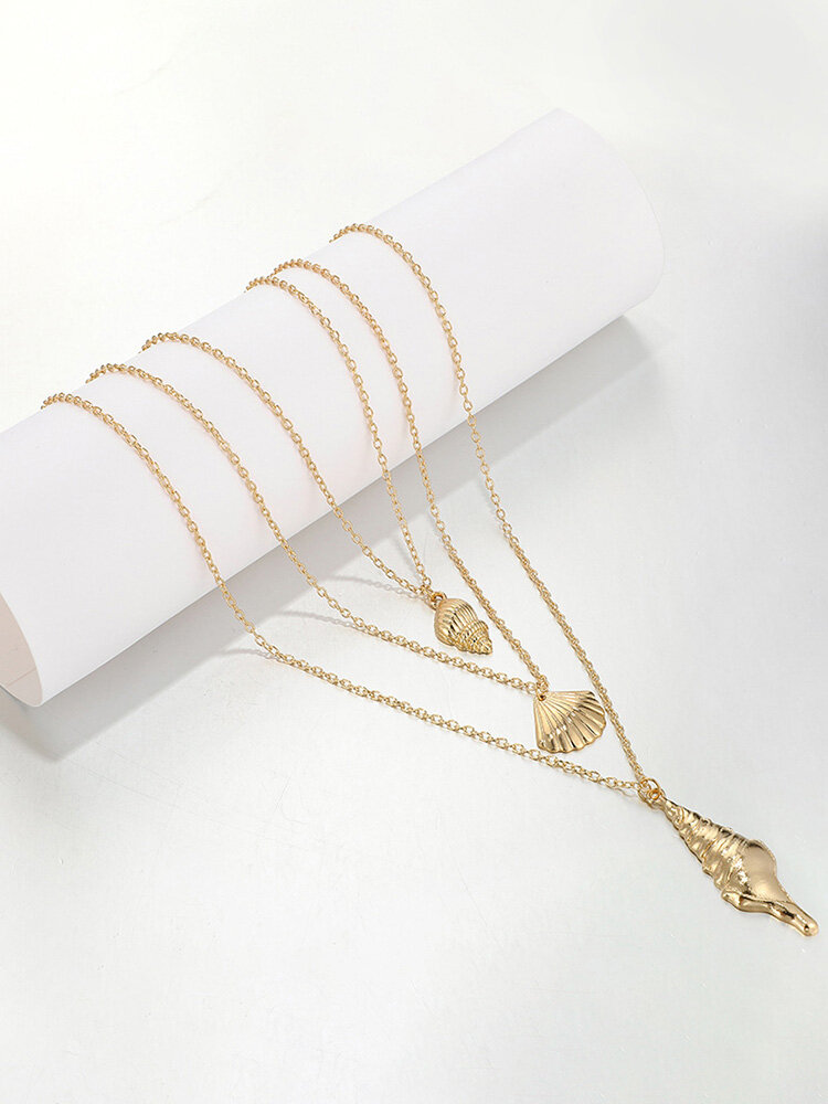 Pendentif coquillage bohème collier multicouche collier chaîne de conque bijoux vintage pour femmes