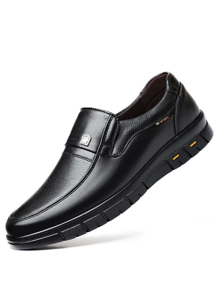 Men Casual Round Toe Wearable Business Casual Leather Loafers