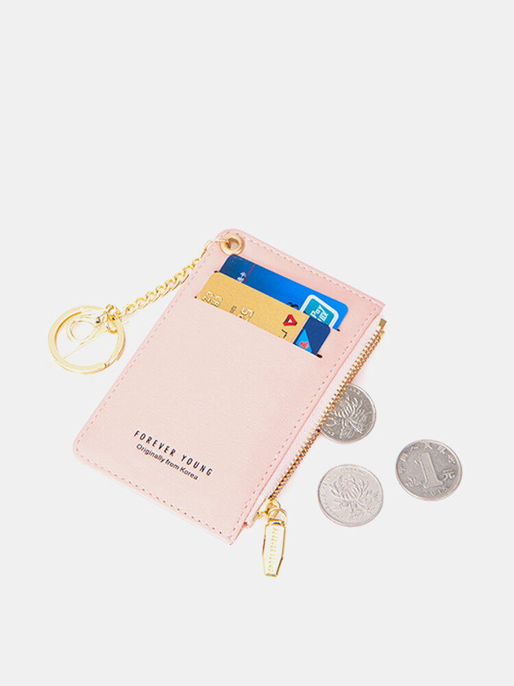 Women PU Leather Card Holder Small Coin Bag Purse Key Chain