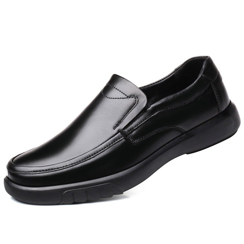 Men Genuine Leather Slip Resistant Slip On Soft Sole Casual Shoes 
