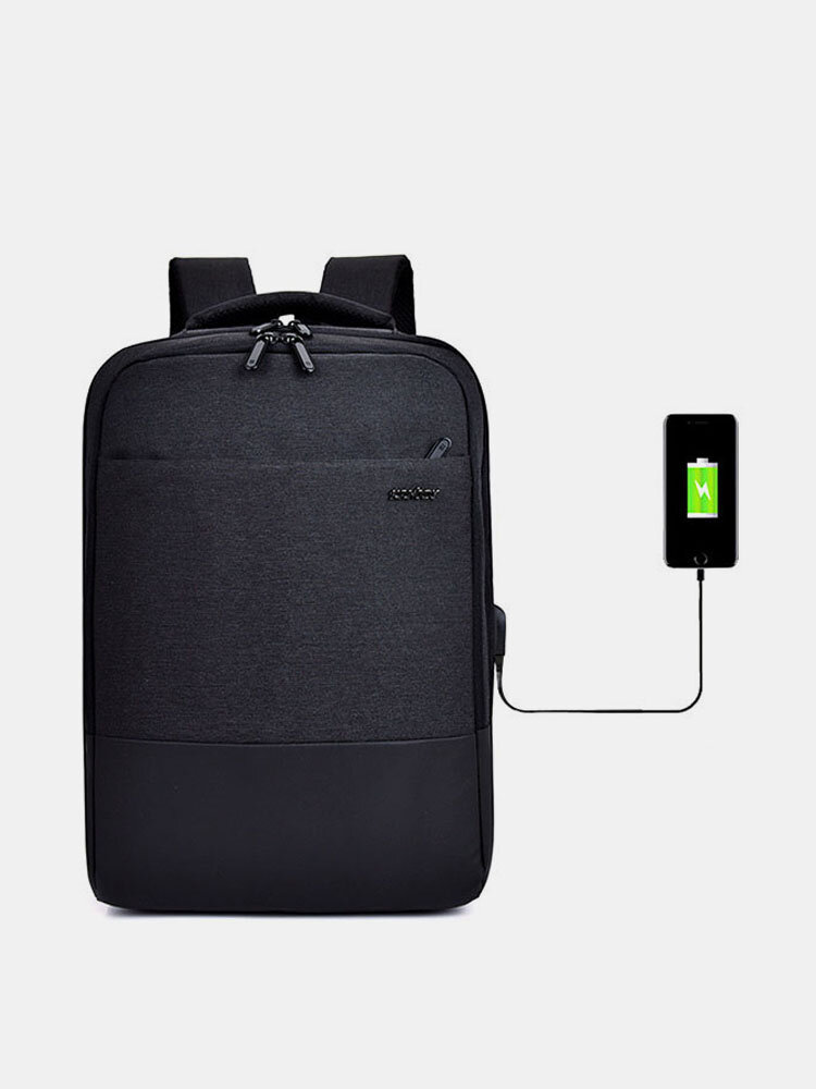 Men Nylon USB Charging Casual Large Capacity 15.6 Inch Laptop Bag Travel Backpack