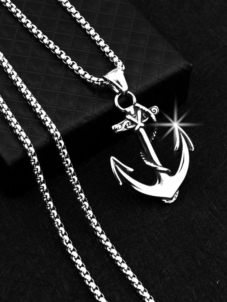 Trendy Stylish Anchor-shape Stainless Steel Alloy Necklace