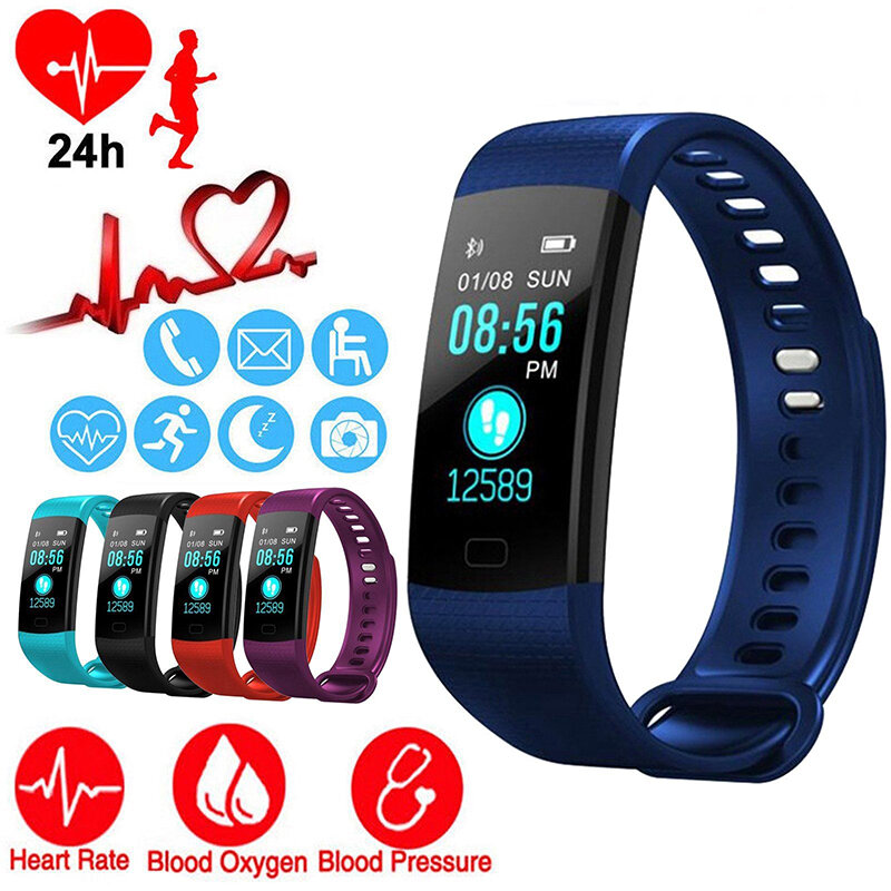 

Smart Band Heart Rate Blood Pressure Monitor Bluetooth Color Screen Smartband Activity Monitor Fitness Tracker, Dark blue;black;red;purple;green;blue