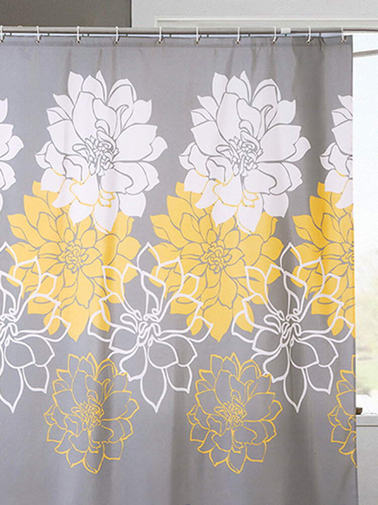Rose Flower Printed Shower Curtain Waterproof Fabric With 12 Hooks 2 Sizes Choices