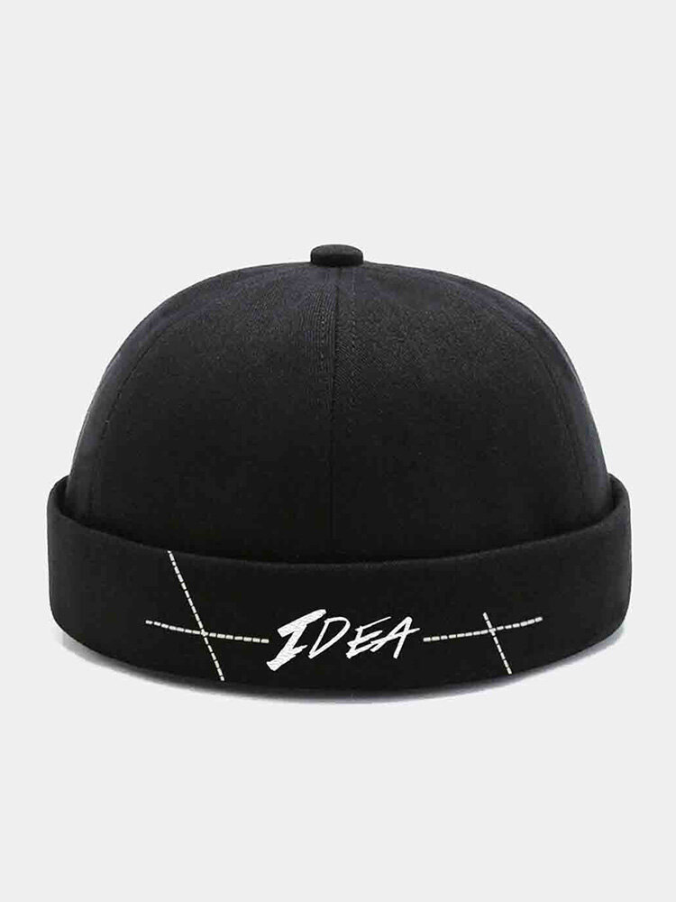 Unisex Twill Polyester Cotton Letter Thread Embroidery Fashion Brimless Beanie Landlord Cap Skull Cap