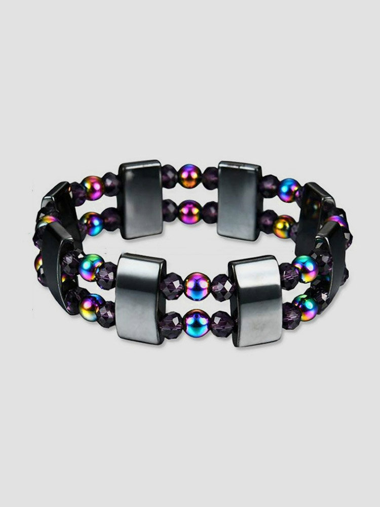Double Layer Magnetic Black Gallstone Bracelets Natural Stone Colorful Unisex Weight Loss Bracelets Health Care Jewelry