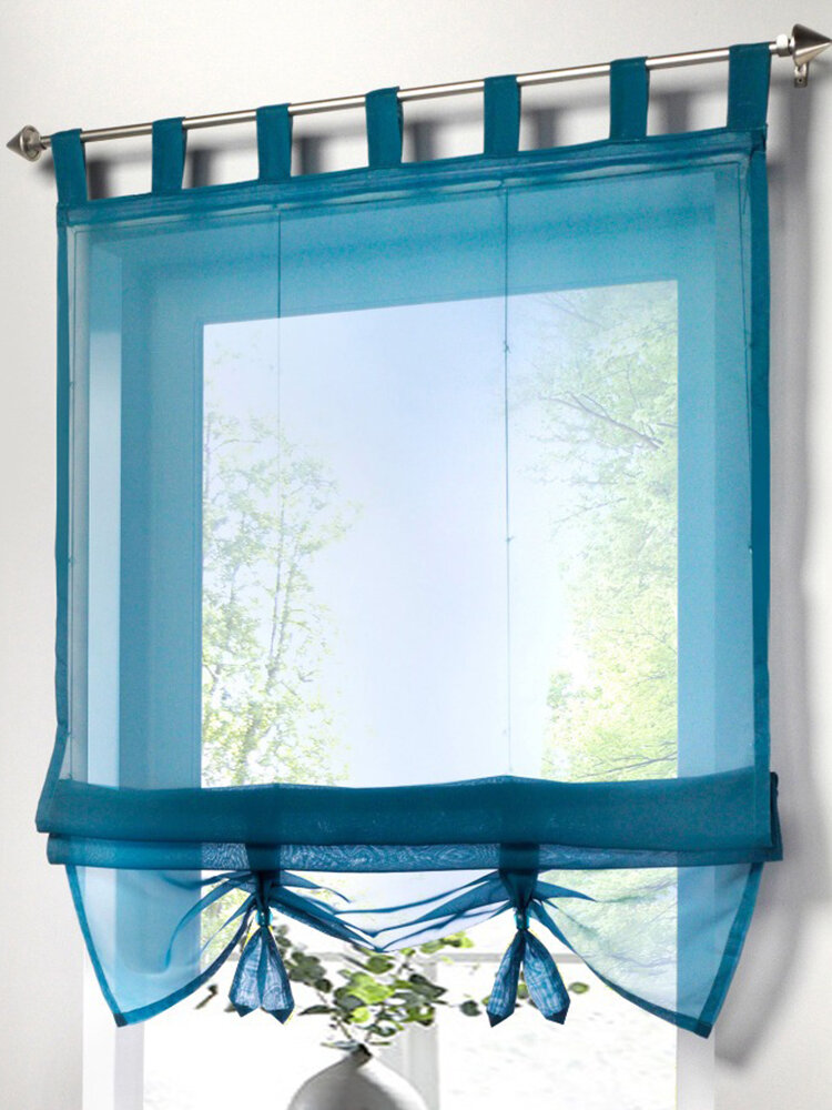 1Pc Sling European Solid Color Roman Lift Curtain Kitchen Study Balcony Window Screen