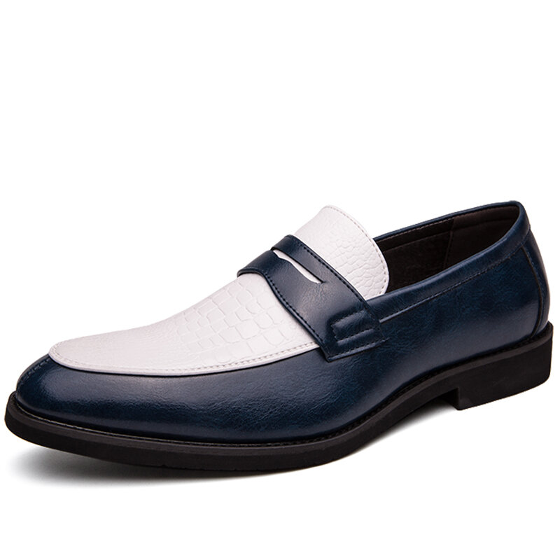 Men Microfiber Leather Slip Resistant Slip On Business Casual Formal Shoes