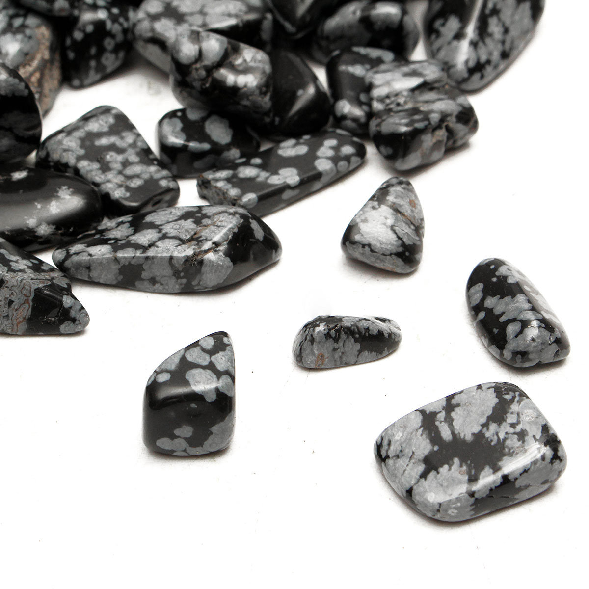 100g Diy Crystal Alabaster Gravel Bulk Tumbled Snowflake Obsidian Stones Polished Crystal