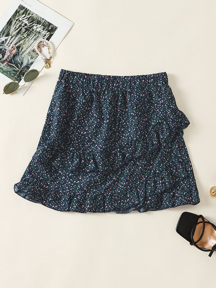 Floral Print Tiered Ruffle Mini Skirt For Women