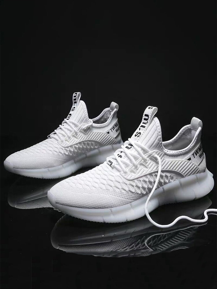 Men Breathable Knitted Fabric Lightweight Casual Running Sneakers