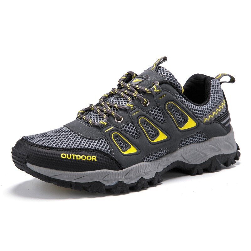 Men Mesh Breathable Outdoor Slip Resistant Lace Up Hiking Shoes