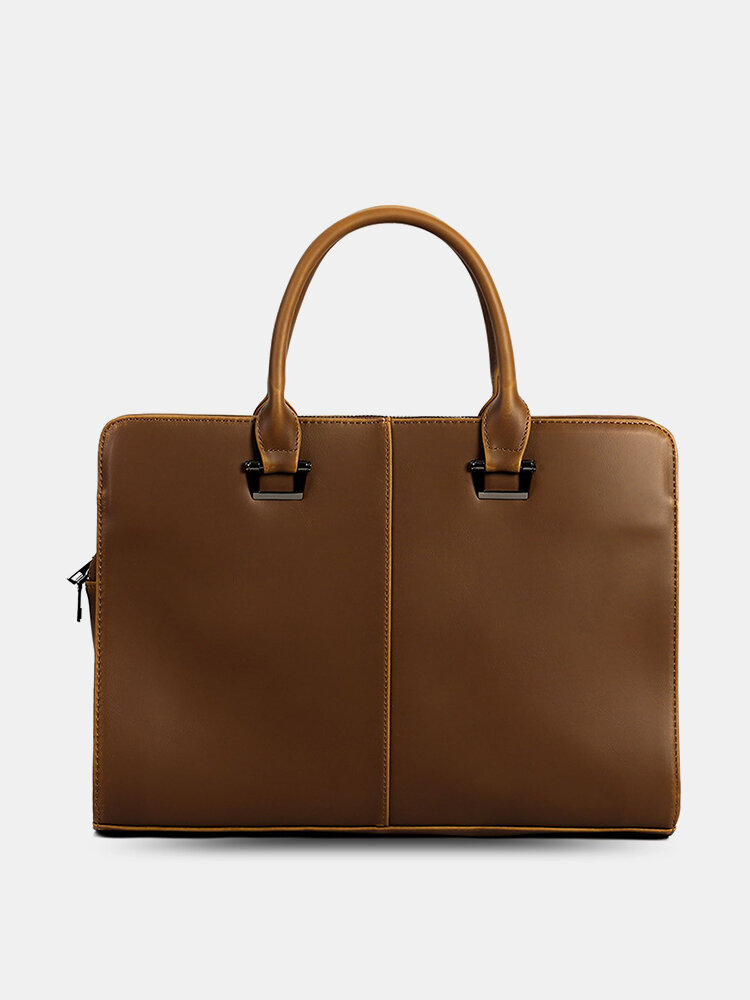 Menico Men Artificial Leather Vintage Large Capacity Laptop Bag Business Convertible Strap Briefcase