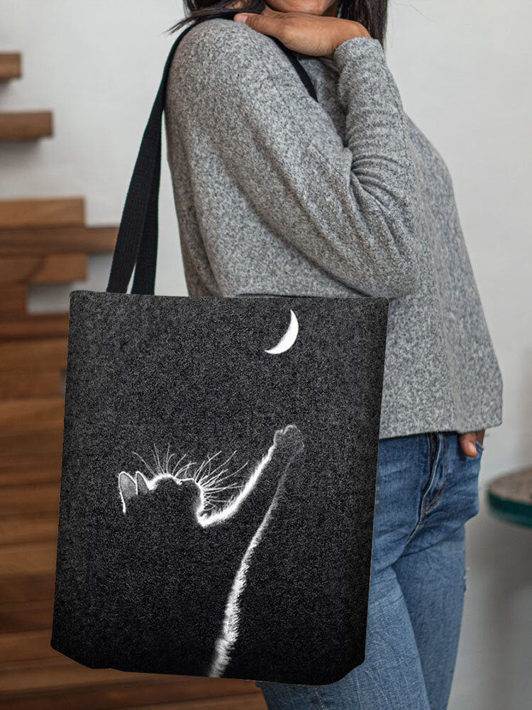 Women Felt Cat's Shadow Moon Handbag Shoulder Bag Tote