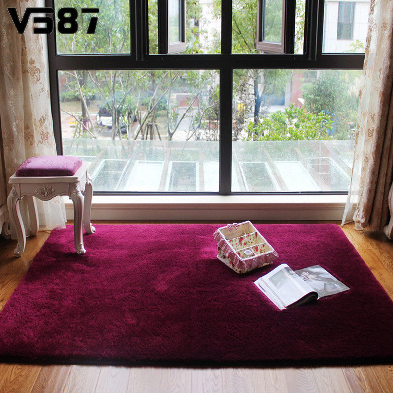 

80x120cm Velvet Carpet Non-slip Bedroom Yoga Floor Mat Rug, Light green;blue;pink;gray;coffee;beige;khaki;purple;grass green;wine red;red;black