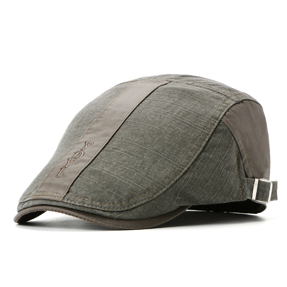 

Mens Womens Summer Cotton Washed Beret Cap Duck Hat Sunshade Casual Peaked Forward Cap, Khaki;black;gray;army green