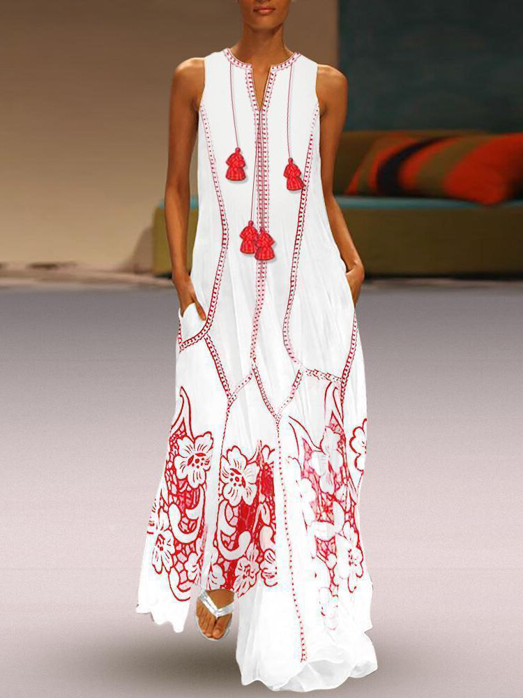 Embroidered Sleeveless Dress

