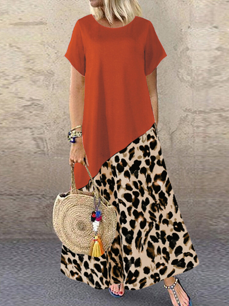 فستان ماكسي بطبعة جلد الفهد Plus