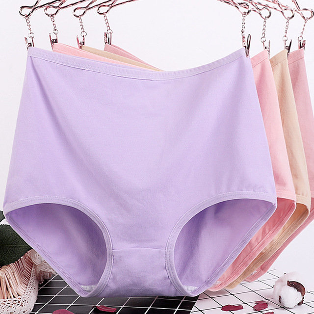 Solid Color Large Size Modal Mid-waist Underwear Women's Simple Briefs
