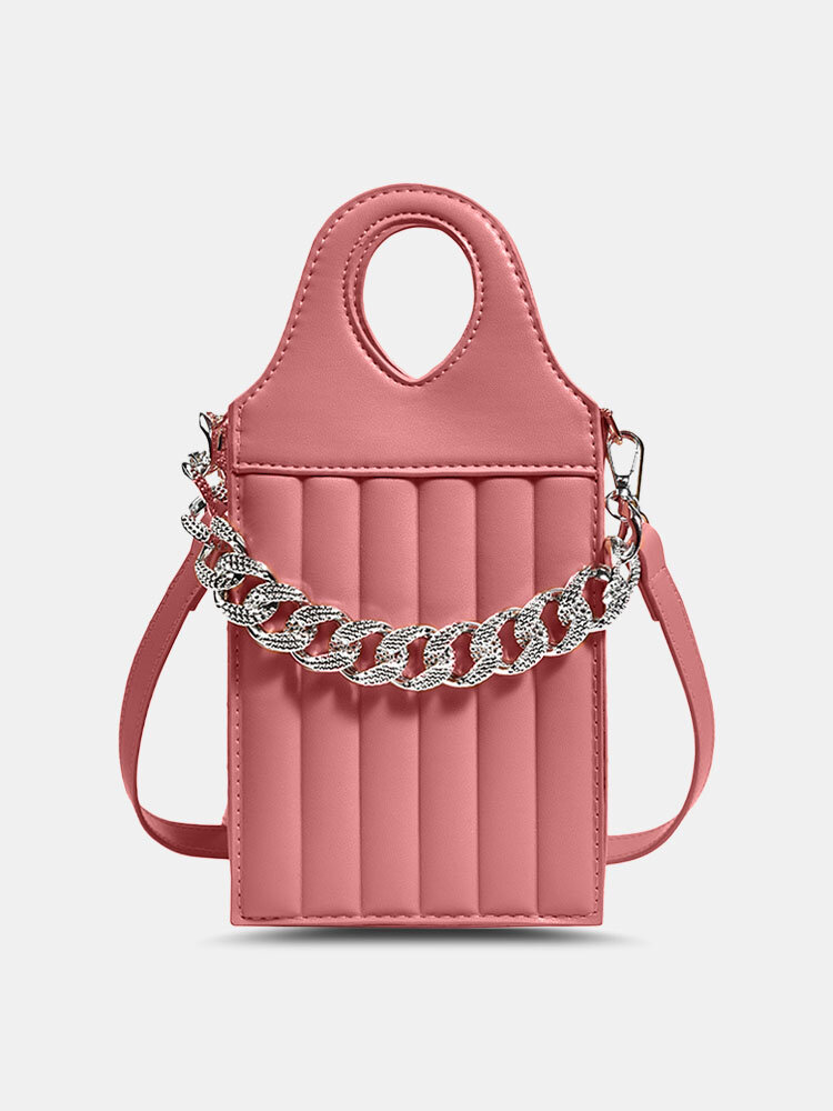 Women Faux Leather Lattice Pattern Chain Large Capacity Crossbody Shoulder Bag