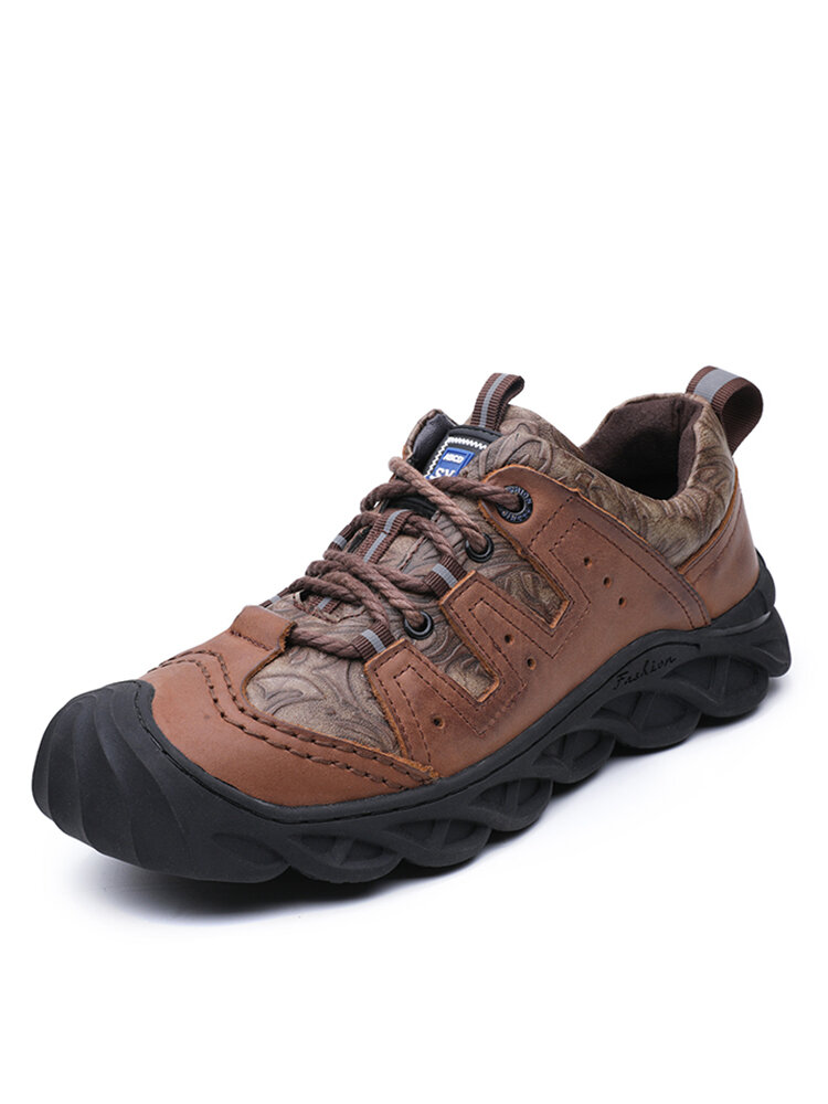 Men Outdoor Cap Toe Non Slip Lace Up Casual Hiking Shoes