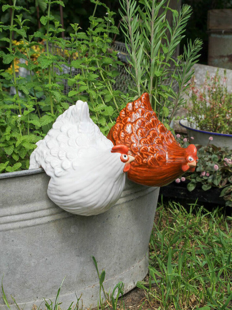 Chicken Yard Art Garden Adorno de decoración de Piso de césped Realista Estatua de gallina de jardín Decoración de Silueta Decoración de Forma de Animal ahuecada para jardín de jardín Art Patio Hutyly