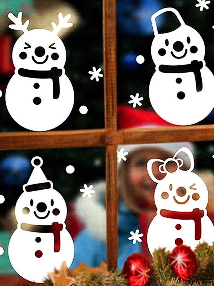 Miico DLX9206 Adesivo de Natal com janela para boneco de neve Padrão Adesivos de parede para decoração de quartos