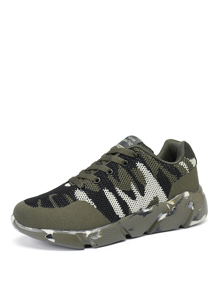 Women Outdoor Camouflage Mesh Lace Up Lightweight Casual Sport Shoes