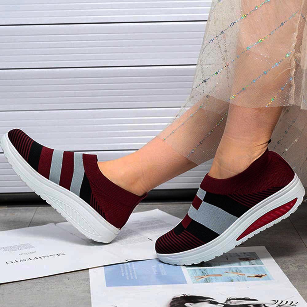 Women Casual Sock Shoes Breathable Mesh Color Splicing Platform Sneakers