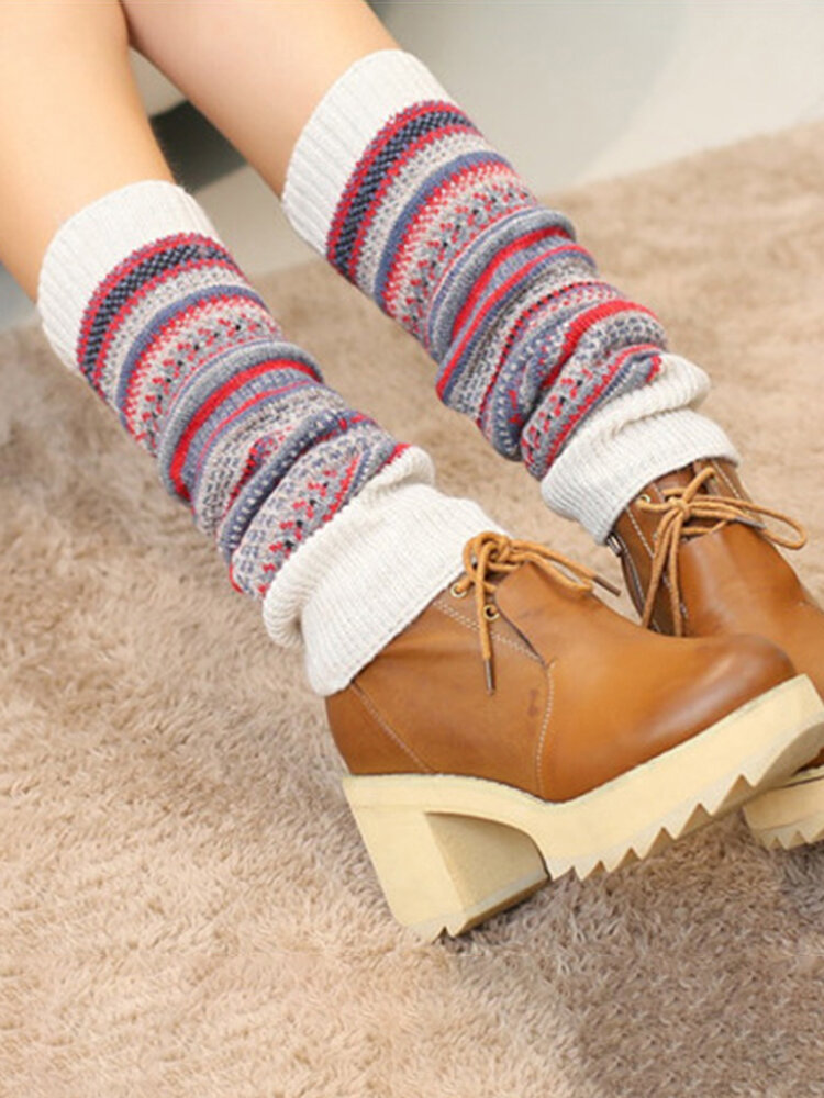 Women's Compression Socks Vintage Color Striped Fashion Socks 