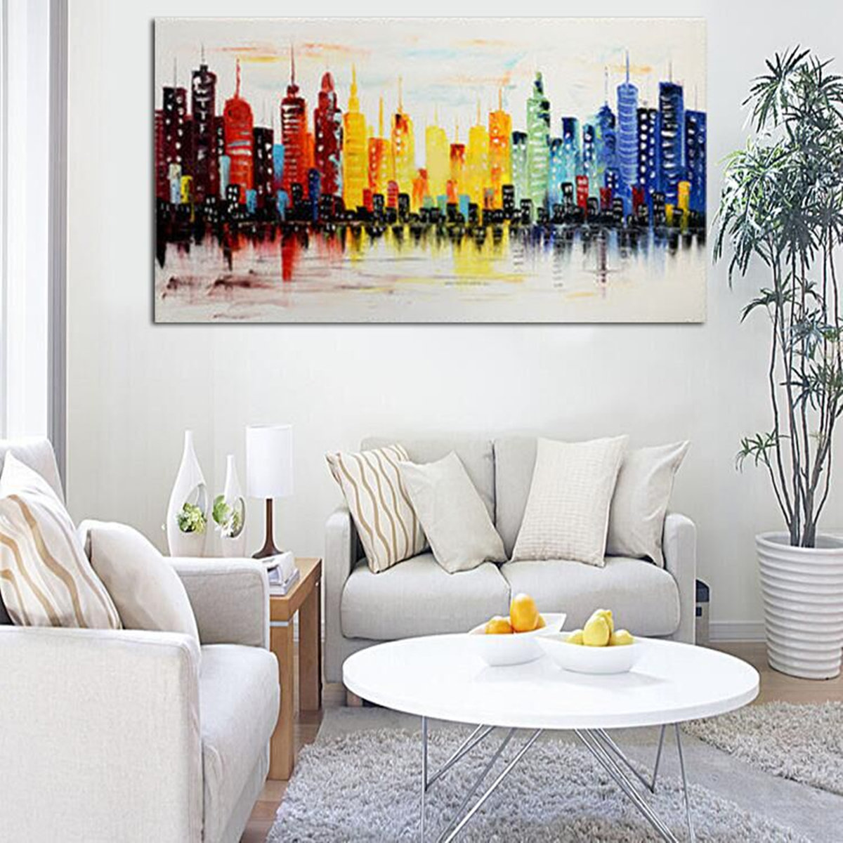 

No Frame Modern City Canvas Abstract Painting Print Living Room Art Wall Decor