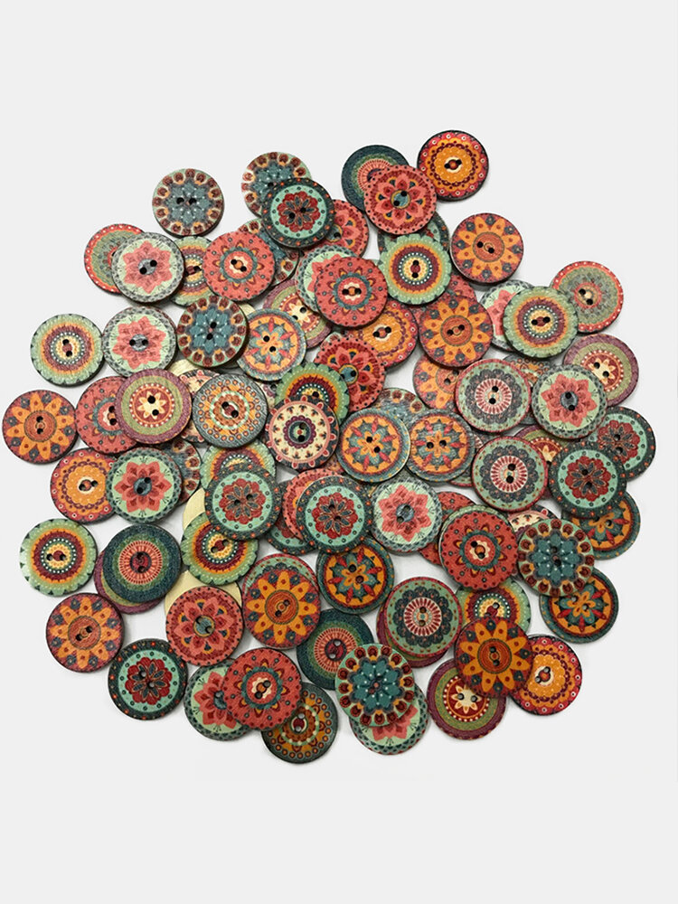 100 Pcs Classical European Style DIY Handmade Buttons Home Decoration Retro Pattern Buttons